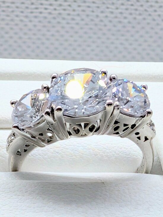 925 Sterling Silver Jewelry - NEW Past Present Future Sterling silver CZ ring